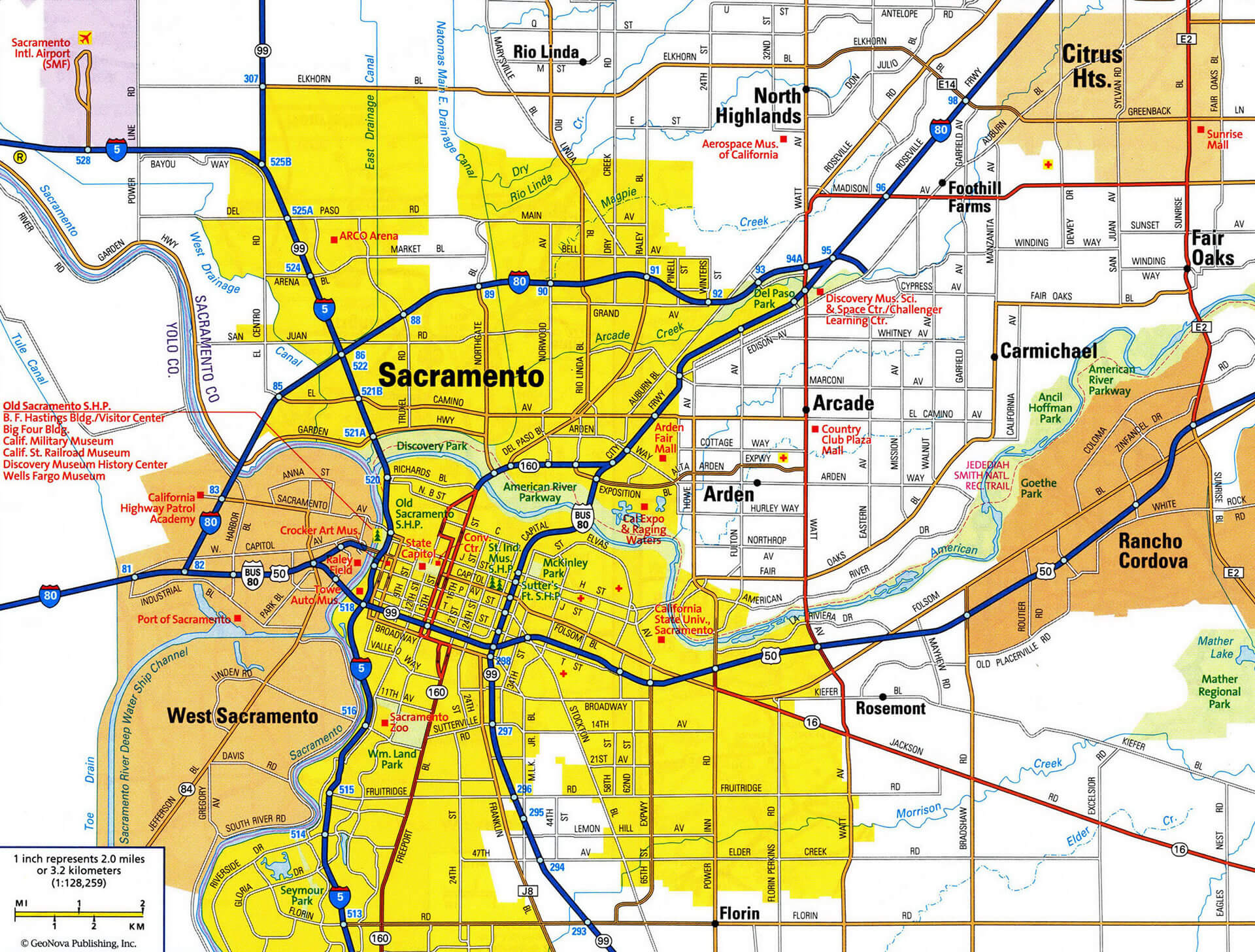 Sacramento Ville Route carte
